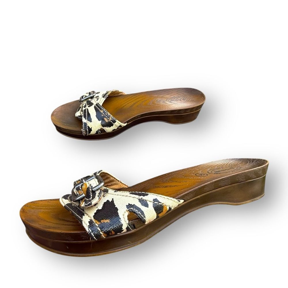 Dr. Scholl's Advanced Comfort Leopart Print Animal Faux Wood Sandals size 8 - Picture 11 of 12